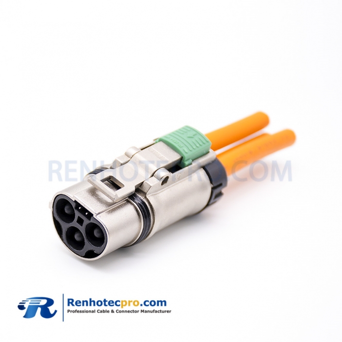 HVIL Connector 3.6mm 3 Pin 35A Straight Metal Plug For 6mm² Cable High Voltage Interlock Connector