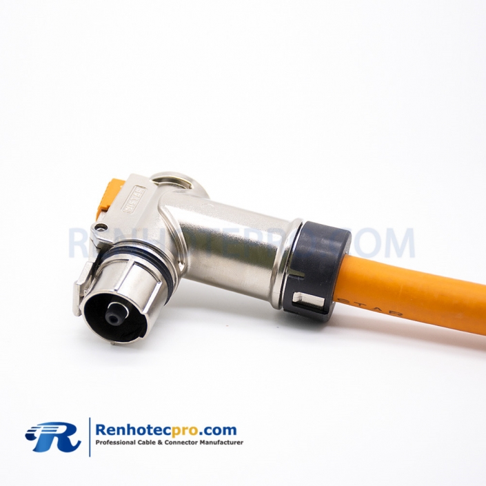 Connector For High Voltage 12mm Metal Right Angle 400A IP67 1 Pin Plug For Cable 0.5M 120mm²