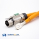 High Voltage Interlock Loop 6mm 125A Straight Metal Plug IP67 For Cable 25mm² Line Length 0.25M
