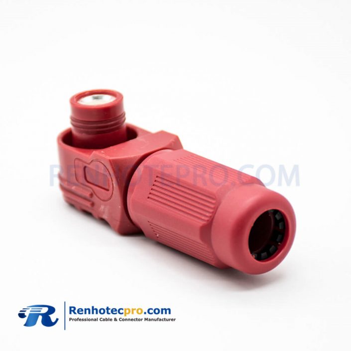 SurLok Connector Right Angle Male Plug 8mm Crimp Type Red Plastic Battery Storage Connector