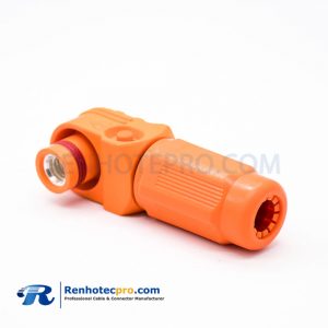 1 Pin Waterproof Connector SurLok Plus Orange Male Plug 12MM Plastic IP67 Right Angle HV Connector