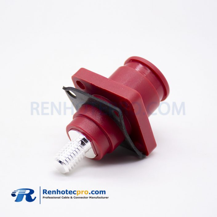 High Voltage Battery Connector Female Straight Red Plastic External Thread Socket