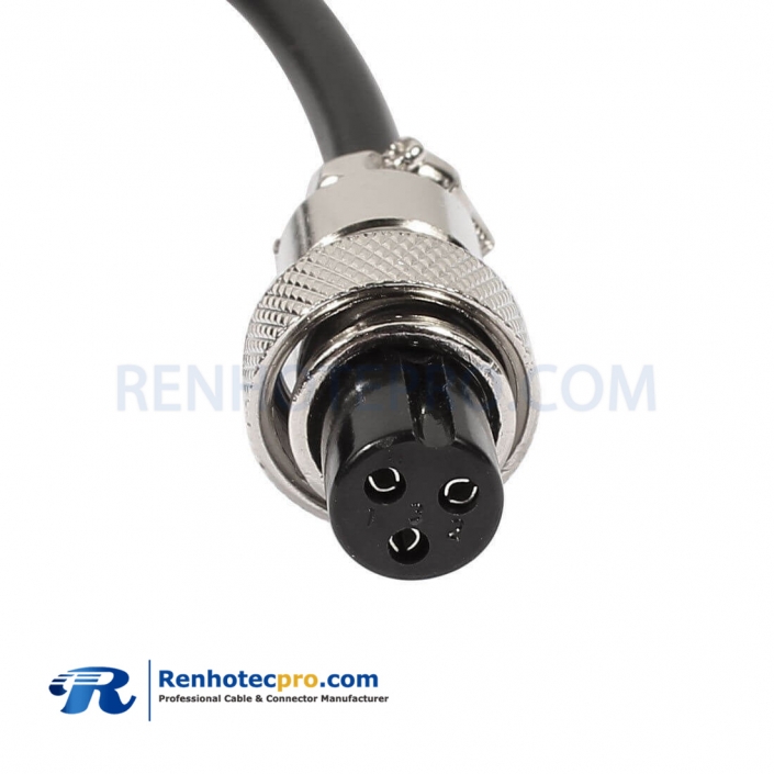 GX12 Connector 3 pin Cordset Female Plug with Electrical Straigh Cable 1M