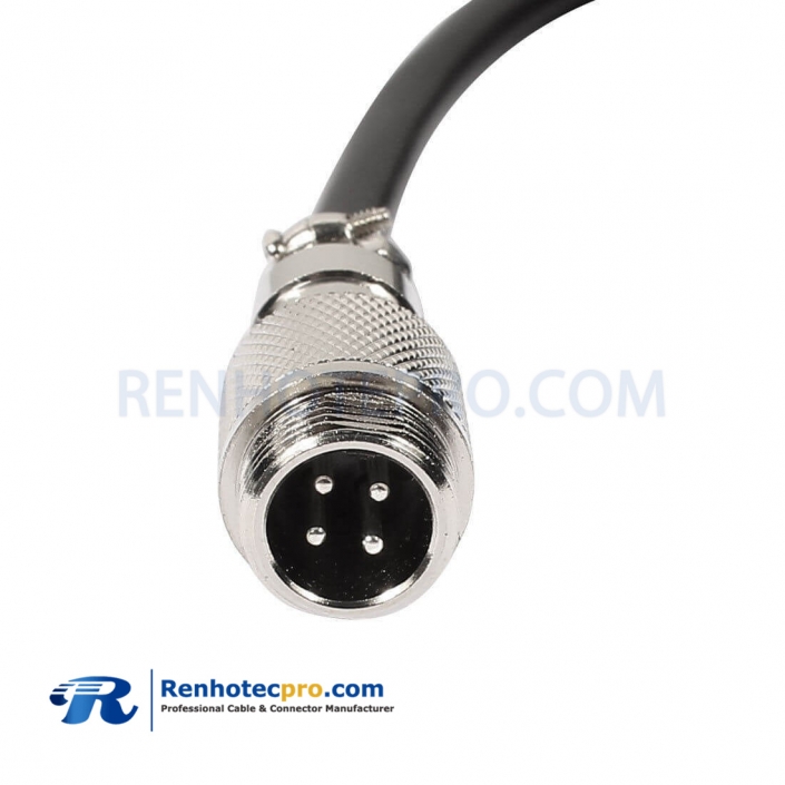 GX12 4 pin Male Plug Connector with 4 Pin Straight Cable 1M
