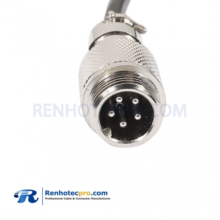 GX12-5 pin Connector 1M Single Ended Cable with 5P Male Aviation Plug