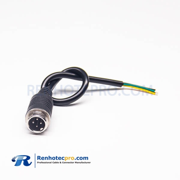 GX12 4Pin Male Screw Mounting Cable Connector Aviation Plug With Cable Length 30CM