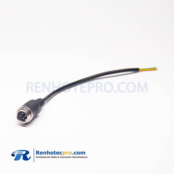 GX12 4Pin Male Screw Mounting Cable Connector Aviation Plug With Cable Length 30CM