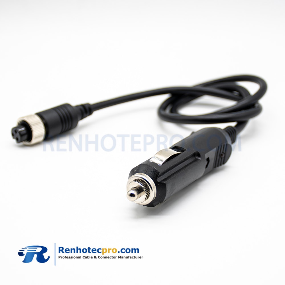 GX12-3 Pin Female Connector To Cigarette Lighter Plug Straight Cable Length 60CM