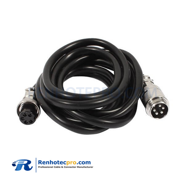 GX16 5 Pin Double Male to Female Straight Air Plug Cable 1M