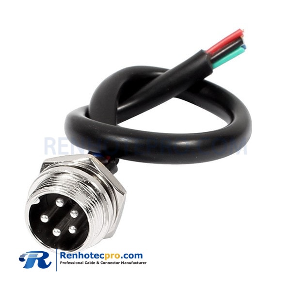 GX16 5 Pin Male Socket Connector Air Plug Single Cable Cordset 1M