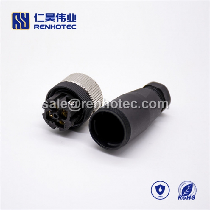 M12 Field Wireable Connector, D Code, 5pin, Female, Straight, Cable, Screw-Joint, Non-shield, Plastic, PG7 / PG9