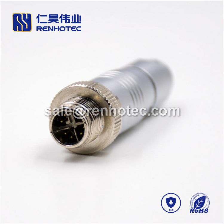 M12 Field Wireable Connector X Code 8pin Male Straight Shield Metal
