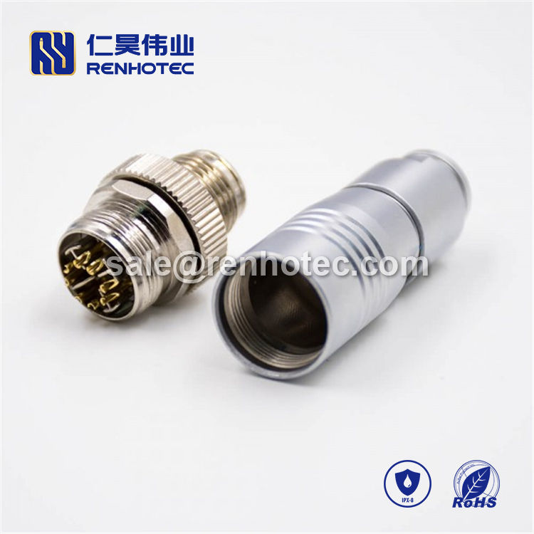M12 Field Wireable Connector X Code 8pin Male Straight Shield Metal
