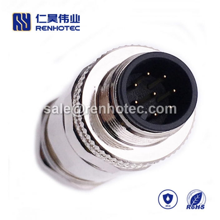 M12 Field Wireable Connector, A Code, 8pin, Male, Straight, Cable, Screw-Joint, Shield, Metal,