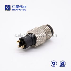 m8 Connector 3pin Male Straight lnjection Molding Connector Solder Cup Unshielded