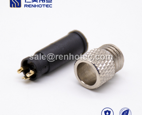 m8 Connector 3pin Male Straight lnjection Molding Connector Solder Cup Unshielded