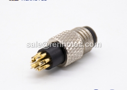 m8 Connector Male 8 pin Male Straight Overmolded Solder Cup Unshielded A code