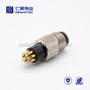 m8 Connector Male 8 pin Male Straight Overmolded Solder Cup Unshielded A code