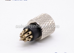 m8 8pin Connector Female Straight Solder Cup Overmolded Unshielded A code