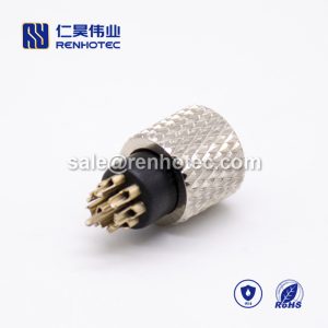 m8 8pin Connector Female Straight Solder Cup Overmolded Unshielded A code