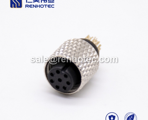 m8 8pin Connector Female Straight Solder Cup Overmolded Unshielded A code
