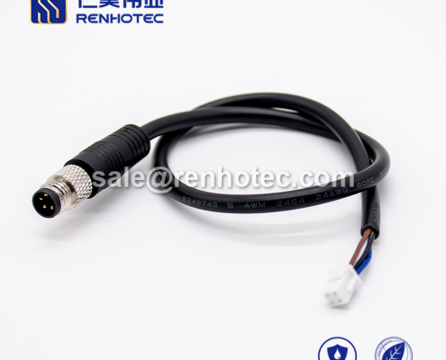 M8 Overmolded Cable A Code 4pin Male Right Angle Solder Double Ended Cable M8 to Terminal 24AWG