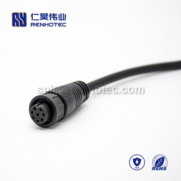 M12 Overmolded Cable, , 8pin, Female, Straight, Cable, Solder, Single Ended Cable, Plastic Shell,M12 Power Cable