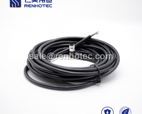 M8 Overmolded Cable, A Code, 6pin, Male, Right Angle, Cable, Solder, Single Ended Cable, , 26AWG