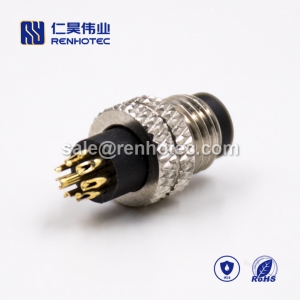 M8 Molded Cable Connector, A Code, 8pin, Male, Straight, Cable, Solder, Non-shield