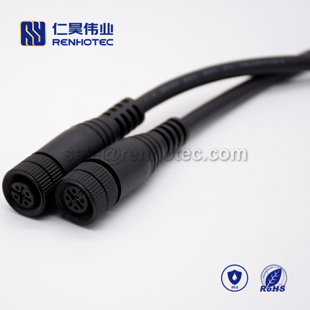 M12 Overmolded Cable, A Code, 5pin, Male to Female, Straight, Cable, Solder, Double Ended Cable, Plastic Shell, M12 Power Cable