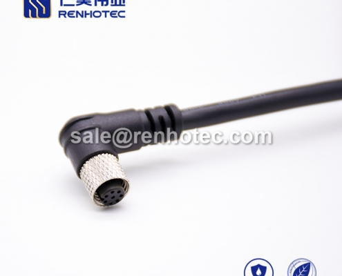 M8 Overmolded Cable A Code 8pin Female Right Angle Solder Single Ended Cable