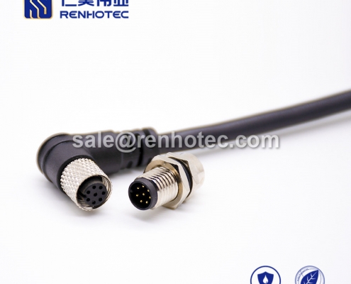 M8 Overmolded Cable A Code 8pin Female Right Angle Solder Single Ended Cable