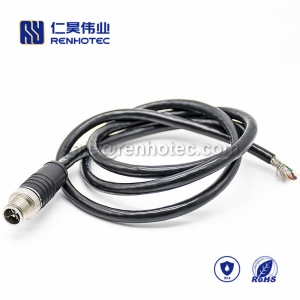 M12 Overmolded Cable, X Code, 8pin, Male, Straight, Cable, Solder, Single Ended Cable,M12 Power Cable