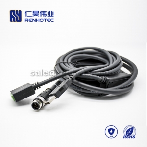 M12 Overmolded Cable, , 12pin, Male to Male, Straight, Cable, Solder, Double Ended Cable, M12 to USB &Terminal, M12 Power Cable