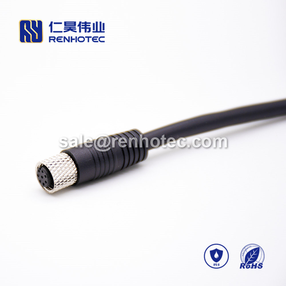 M8 Overmolded Cable A Code 8pin Female Straight Solder Single Ended Cable
