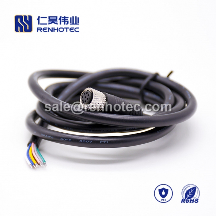M8 Overmolded Cable A Code 8pin Male Straight Solder Single Ended Cable