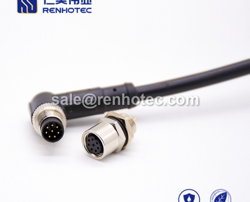 M8 Overmolded Cable A Code 8pin Male Right Angle Solder Single Ended Cable
