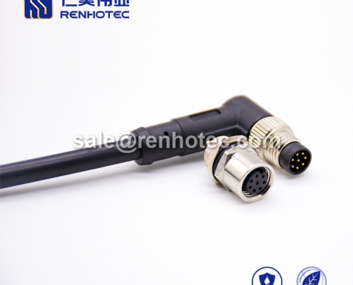 M8 Overmolded Cable A Code 8pin Male Right Angle Solder Single Ended Cable