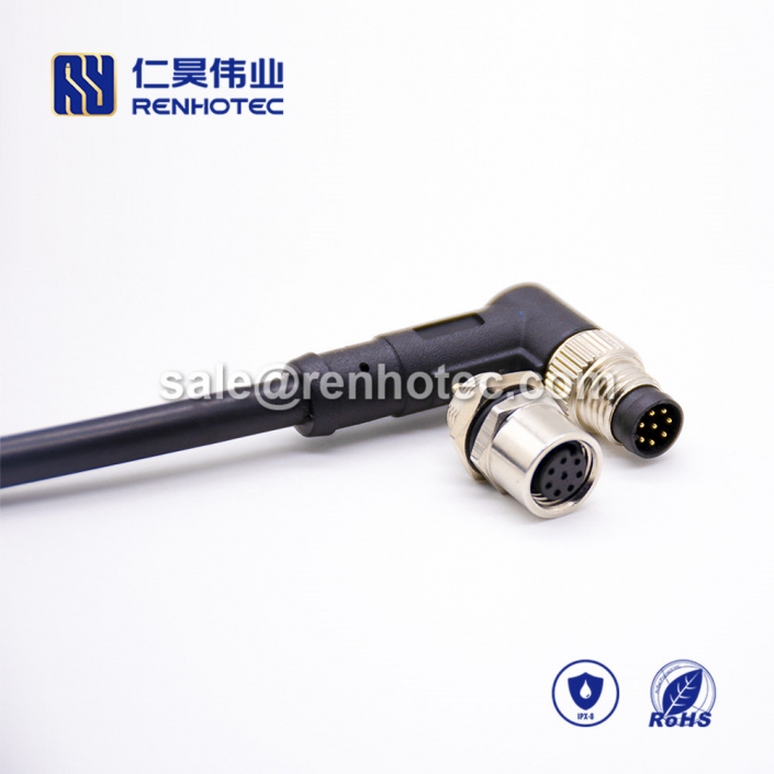 M8 Overmolded Cable A Code 8pin Male Right Angle Solder Single Ended Cable