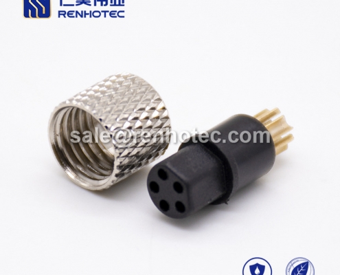 m8 circular Connector 5pin molding Female Straight Solder Cup Unshielded A code