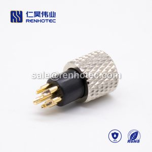 M8 6pin Female Connector Straight Solder Cup Overmolded Unshielded A Code