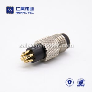 m8 Connector Male 8 pin Male Straight Overmolded Solder Cup Unshielded A code