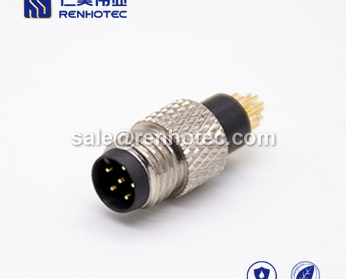 m8 Connector 6 pin Male Straight Male Overmolded Solder Cup Unshielded A code