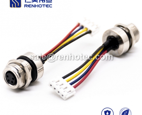 M8 Wire Harness A Code 4pin Female Straight Solder Front Mount Double Ended Cable M8 to Terminal