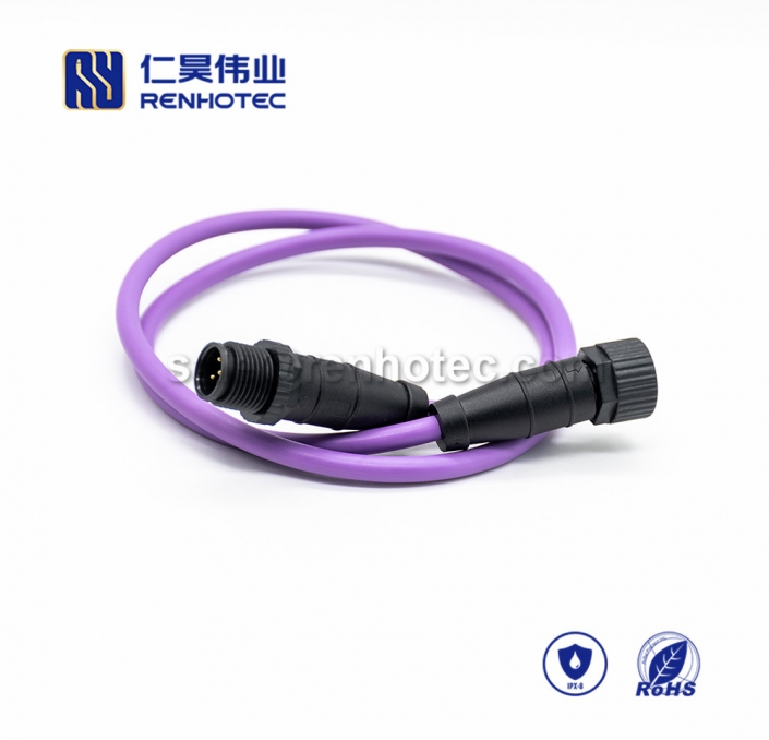 M12 Overmolded Cable, A Code, 5pin, Male to Female, Straight, Cable, Solder, Double Ended Cable, Plastic Shell, M12 Power Cable