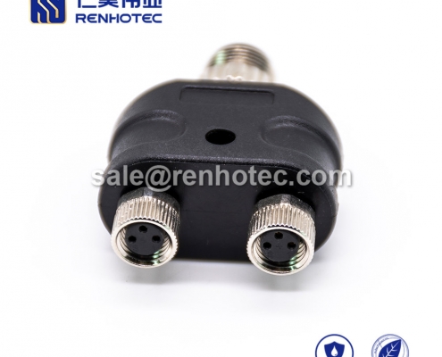 M8 Adapter Waterproof M8 Splitter A Code 4pin to 3pin Male to Dual Female Y Type M8 to M12