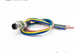 M8 Wire Harness A Code 6pin Male Straight Solder Front Mount Single Ended Cable