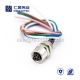 M8 Wire Harness, A Code, 5pin, Female, Straight, Cable, Solder, Back Mount, Single Ended Cable