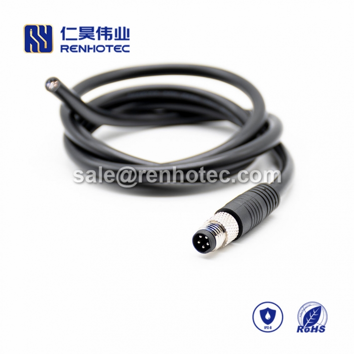 M8 Overmolded Cable B Code 5pin Male Straight Solder 75CM Single Ended Cable 24AWG