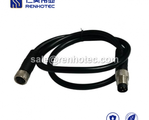 M8 Overmolded Cable 4pin Male to Female Straight Solder 1M Double Ended Cable M8 to M8 24AWG